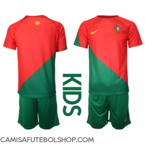 Camisa de time de futebol Portugal Replicas 1º Equipamento Infantil Mundo 2022 Manga Curta (+ Calças curtas)